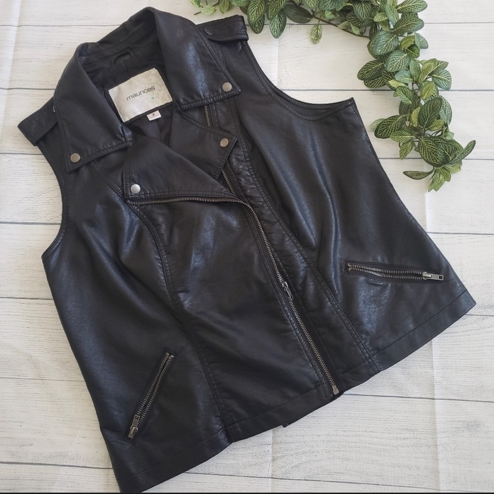 Maurices Black Faux Leather Lined Vest 2X